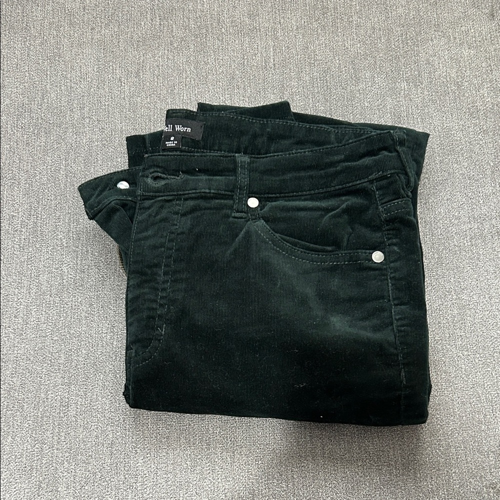 Well Worn Dark Green Corduroy Skinny Pants